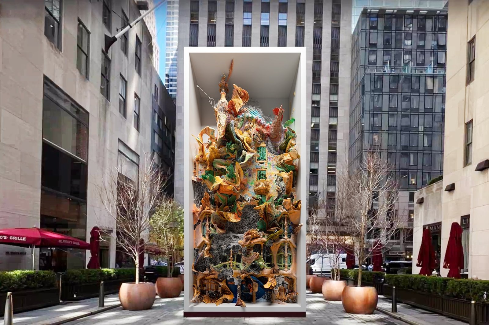 A view from the installation at Rockefeller Plaza in New York. (Courtesy of Refik Anadol Studio)