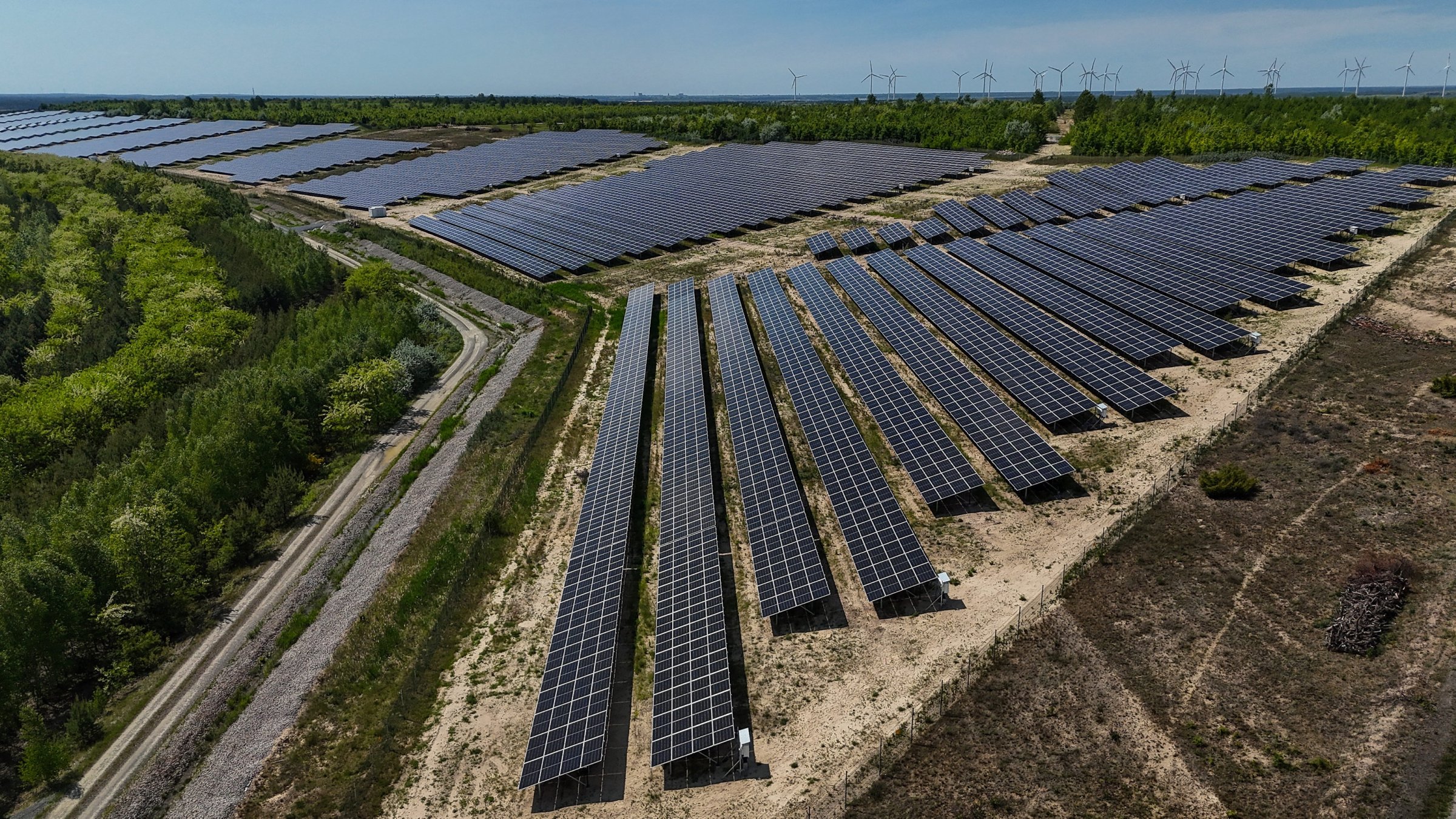 A solar energy project of LEAG Renewables at the former Brandenburg open-cast mine near Janschwalde, Germany, May 21, 2025. (EPA Photo) 